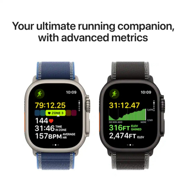 Apple Watch Ultra 3 (GPS+Cellular) 49mm Titanium Case with Black/Charcoal Trail Loop - M/L - Black - 04